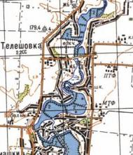 Топографическая карта Телешовки