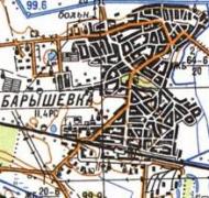 Топографическая карта Барышевки