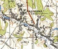 Топографическая карта Кидановки