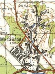 Топографическая карта Мисайловки