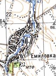 Топографическая карта Емиловки