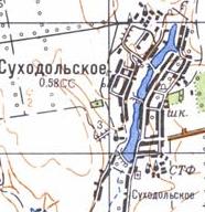 Topographic map of Sukhodilske