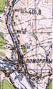 Топографічна карта Поморянів