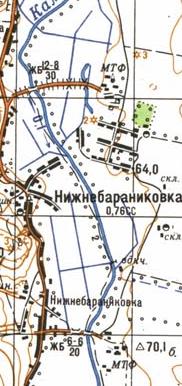 Топографическая карта Нижнебараниковки