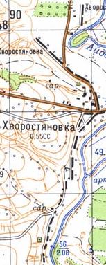 Топографическая карта Хворостяновки