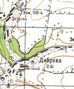 Topographic map of Dibrova