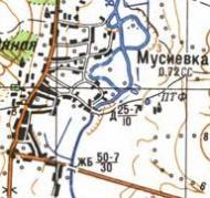Топографическая карта Мусиевки