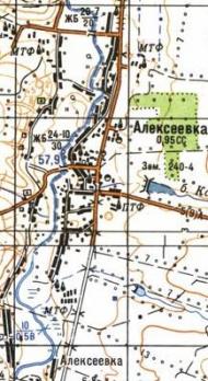 Топографическая карта Алексеевки