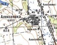 Топографическая карта Алексеевки