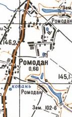 Топографическая карта Ромодана