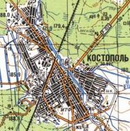 Topographic map of Kostopil