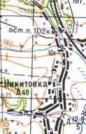 Топографическая карта Никитовки
