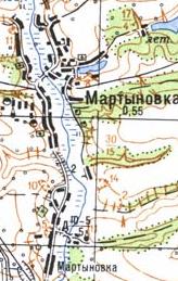 Топографическая карта Мартыновки