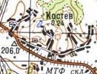 Топографическая карта Костева