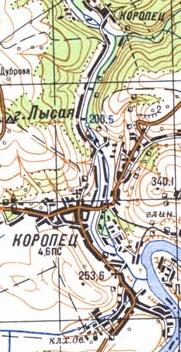 Топографическая карта Коропца