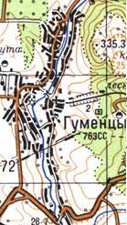 Топографічна карта Гуменців