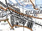 Топографическая карта Орельки