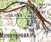 Топографическая карта Моначиновки