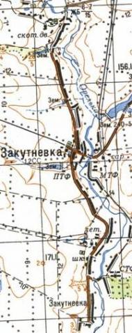 Топографическая карта Закутневки