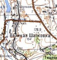 Топографическая карта Великой Шапковки