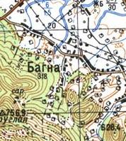 Топографическая карта Багны