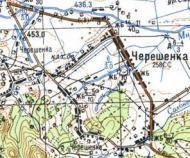 Топографическая карта Черешенки