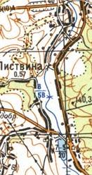 Топографическая карта Листвины