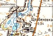 Топографическая карта Щербиновки