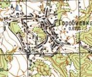 Топографическая карта Горобиевки