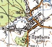 Топографическая карта Прибыни