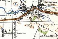 Topographic map of Vykhvostiv
