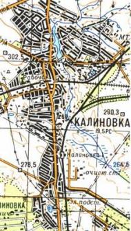 Топографическая карта Калиновки