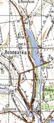 Топографическая карта Лозоватки