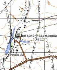 Топографическая карта Богдано-Надеждовки