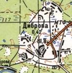 Topographic map of Dibrivka