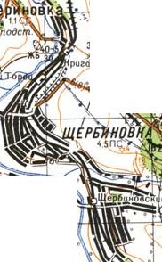 Topographic map of Scherbynivka