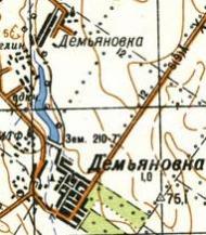 Топографическая карта Демьяновки