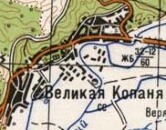 Topographic map of Velyka Kopanya