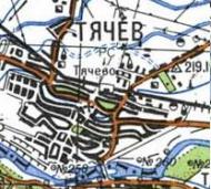 Топографическая карта Тячева