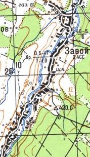 Топографическая карта Завоя