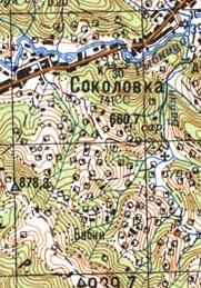Топографическая карта Соколовки