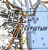 Топографическая карта Бурштына