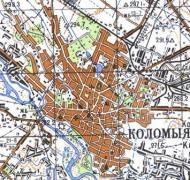 Топографическая карта Коломыи