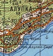 Топографическая карта Алупки