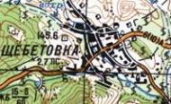 Топографическая карта Щебетовки