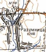 Topographic map of Rozumnytsya