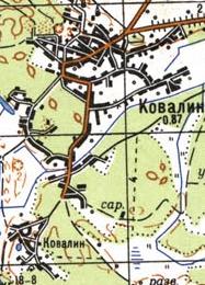 Топографическая карта Ковалина