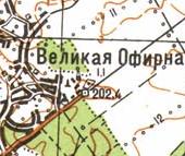 Topographic map of Velyka Ofirna