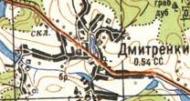 Topographic map of Dmytrenky