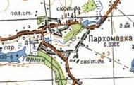 Topographic map of Parkhomivka